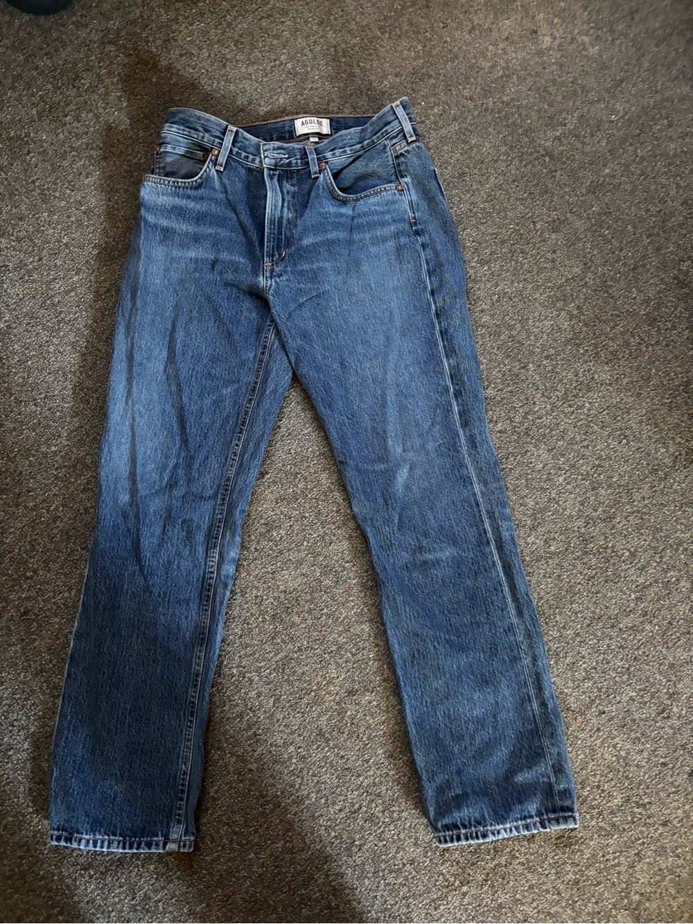 Classic Women’s Agolde Straight-Leg Blue Jeans.